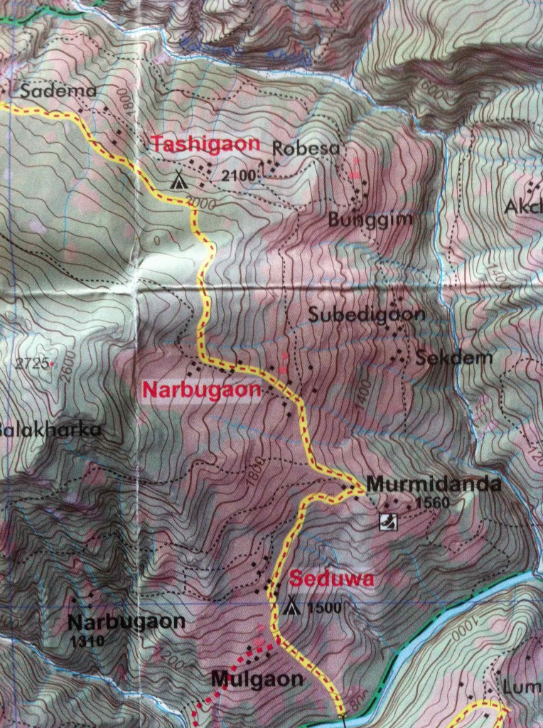 Seduwa to Tashigaon map