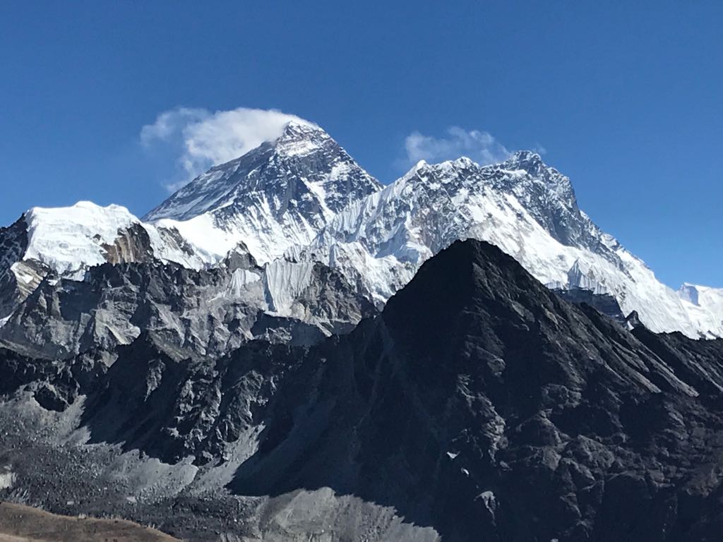 Close up of Everest and Lhotse from Gokyo Ri