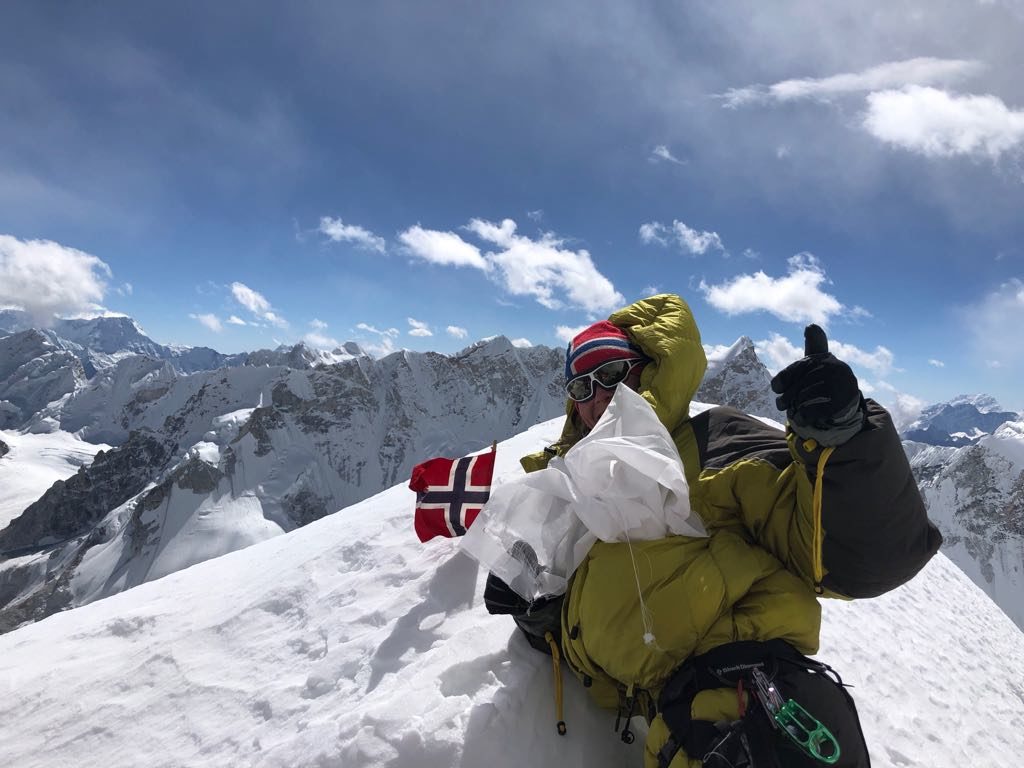 Norwegian climber Ingvild Settemsdel at the Nup la Khang summit