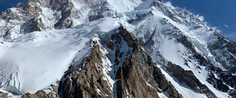 View of K2 and the Cesen route from hike to ABC