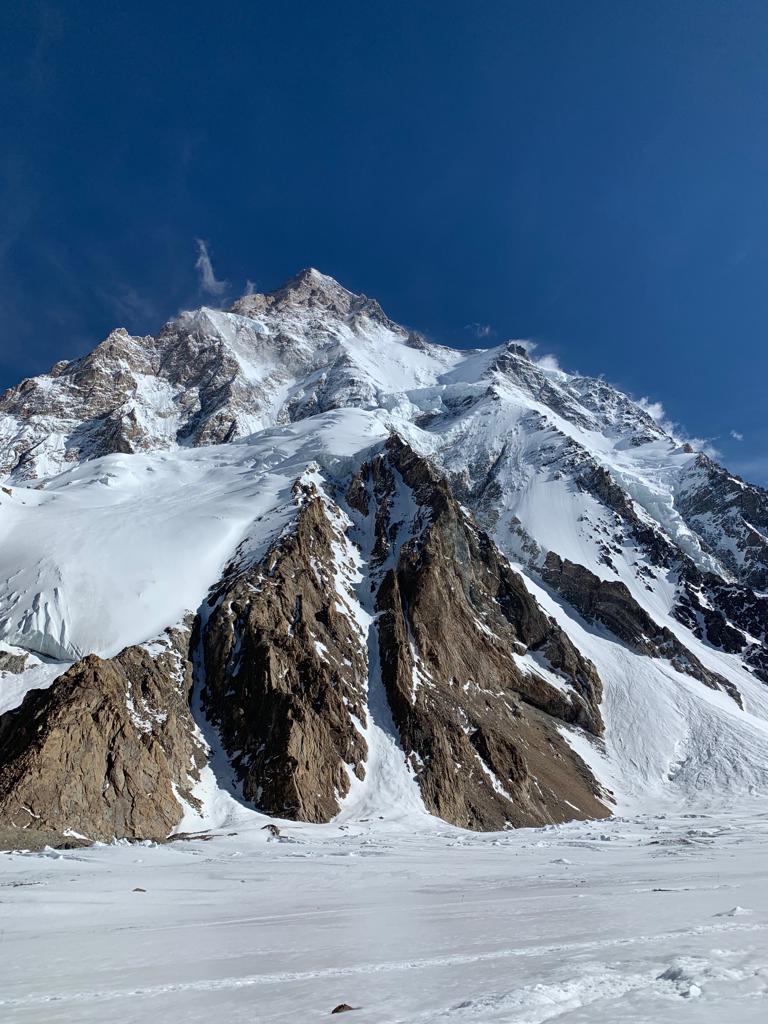 View of K2 and the Cesen route from hike to ABC