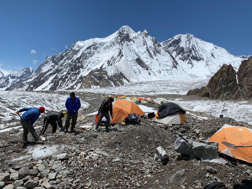 Resurfacing tent platforms in base camp