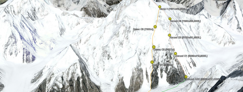 K2 Cesen and Abruzzi Google Earth map