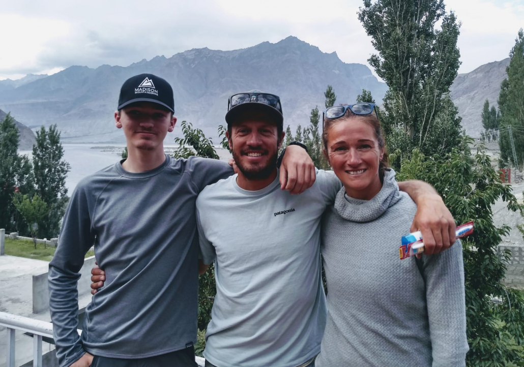Chase, Jon, and Becks back in Skardu after flying from K2 base camp