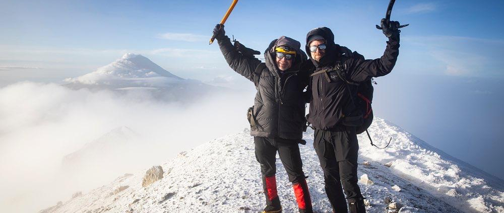 Happy climbers, David and Josh on the Iztaccihuatl Summit