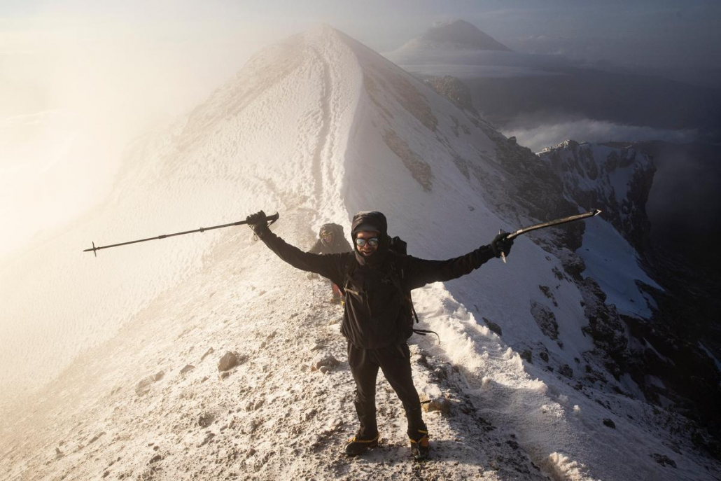 Climber Josh approaching the summit of Iztaccihuati