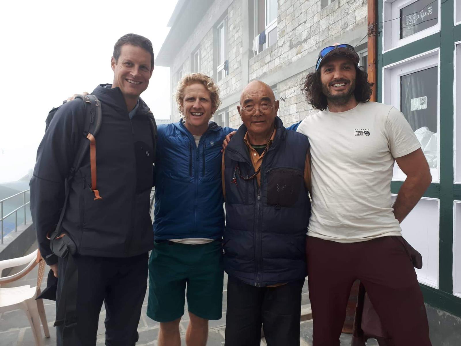 Garrett, Tim Emmett, Kancha Sherpa (last surviving member of 1953 Everest expedition), Zac Bookman