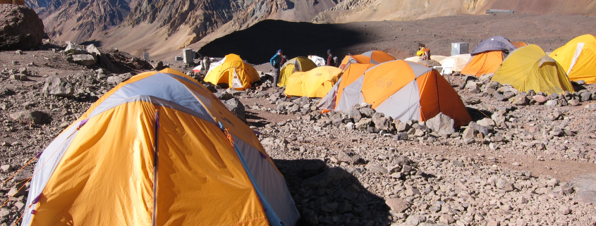 Climbers camping on a mountain in Argentina