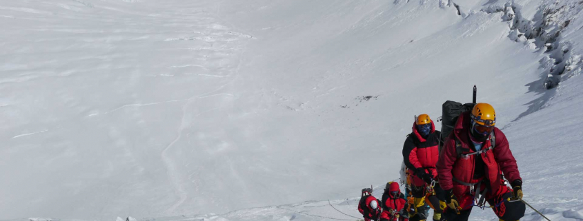 Climbers on the Lhotse face