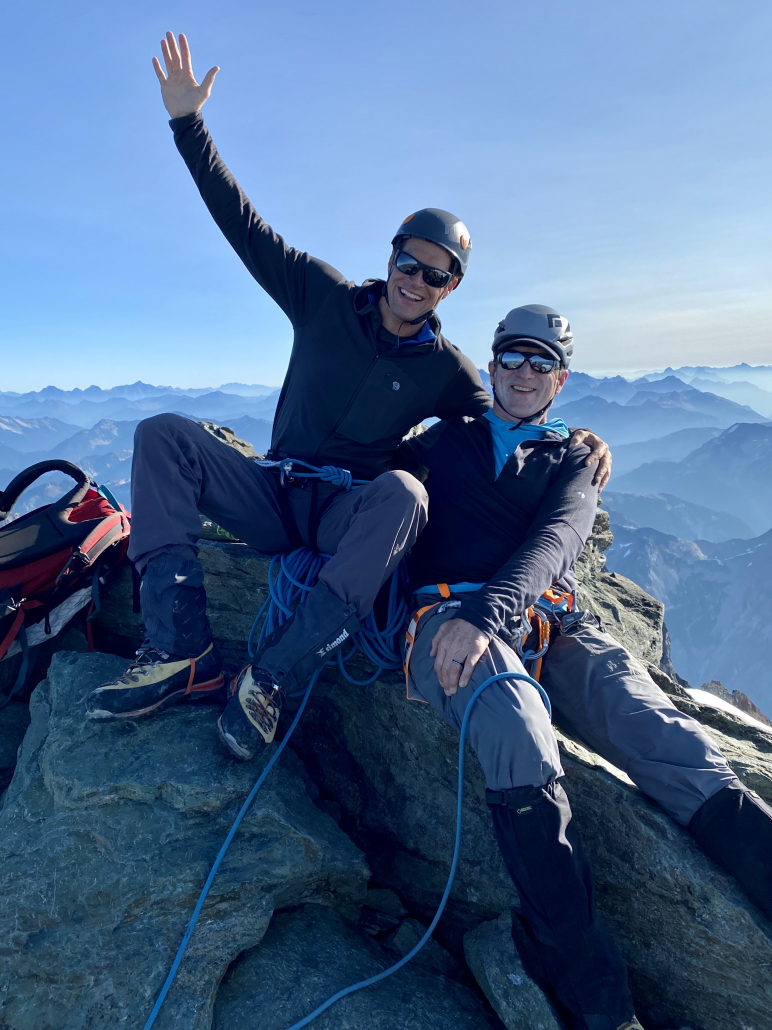 Joyful climbers on the summit of Mt. Shuksan
