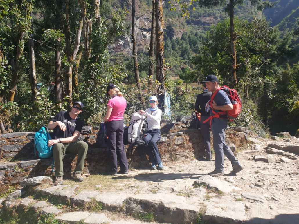Rest break trekking from Lukla to Phakding