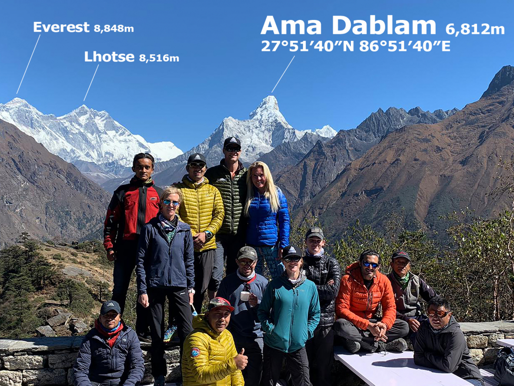 First view of Ama Dablam from the Everest View Hotel
