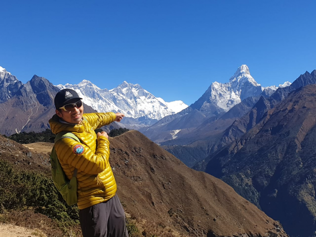 Our Sirdar Aang Phruba is psyched to get climbing Ama Dablam
