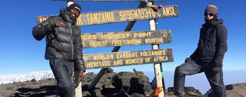 Climbers on the summit of Kilimanjaro