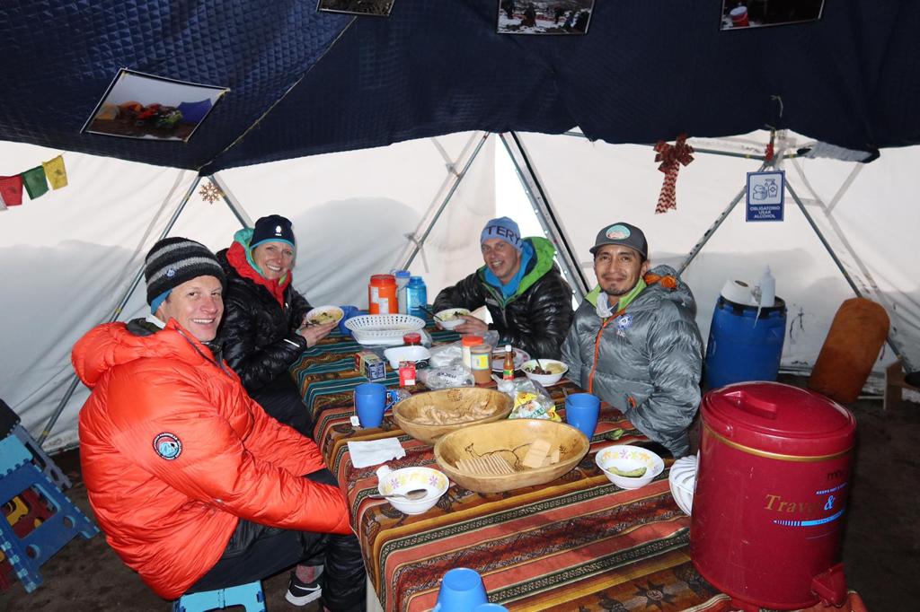 Dinning at Chimborazo's high camp