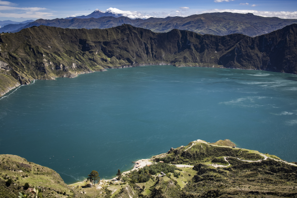 Quilotoa is a 3 km/1.9 mile-wide water-filled caldera and has accumulated a 250m/820ft deep crater lake