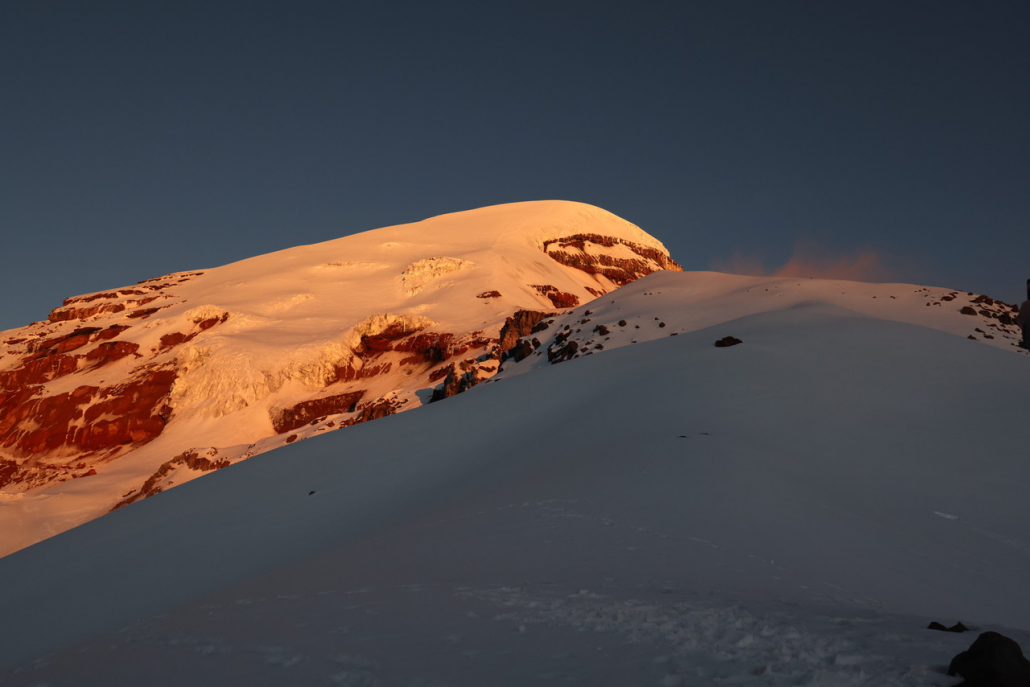The route in the alpenglow last night