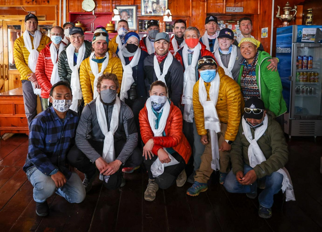 Everest climbing team departing the Panorama Lodge in Namche