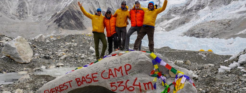 Team arriving Everest Base Camp