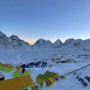 Evening View of a snowy Everest base camp