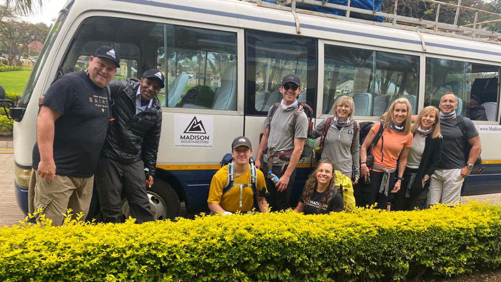 Kilimanjaro team loading up to head to the trailhead and get climbing!