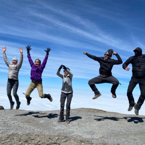 Jumping for Kilimanjaro joy!