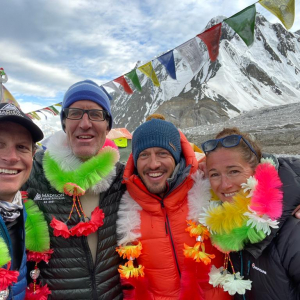 K2 summit celebration at base camp