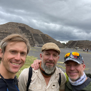 Terray, Josh, and David enjoying the Teotihuacan pyramids. of Mexico