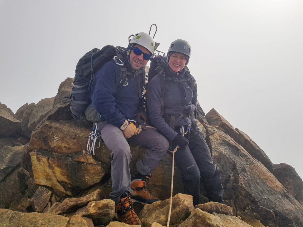Climbers Carter B. and Saskia J. on the summit of Illiniza Norte
