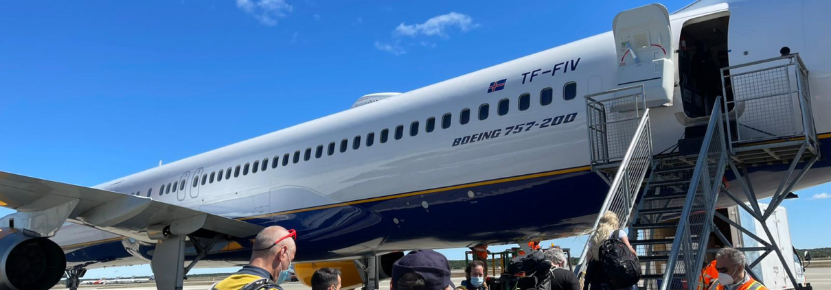 Boarding the Boeing 757 in Punta Arenas. Bound for Union Glacier, Antarctica!