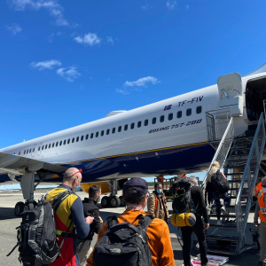 Boarding the Boeing 757 in Punta Arenas. Bound for Union Glacier, Antarctica!