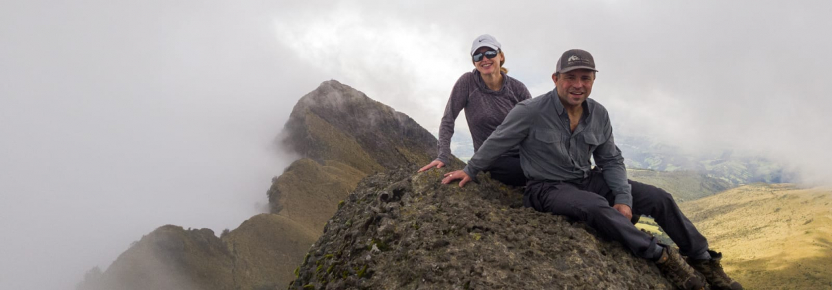 Climbers Carter B. and Saskia J. on the summit of Pasochoa