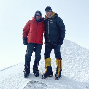 Ed Viesturs and Garrett Madison on the summit of Mount Vinson, Antarctica