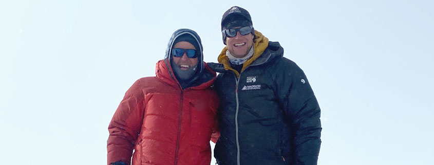 Ed Viesturs and Garrett Madison on the summit of Mount Vinson, Antarctica