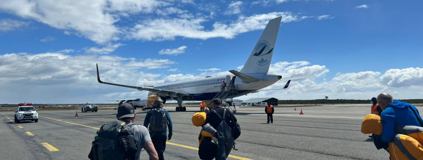Boarding the Boeing 757 to Union Glacier, Antarctica (2022.01.05 Vinson)