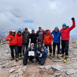 Full team on the summit of Aconcagua