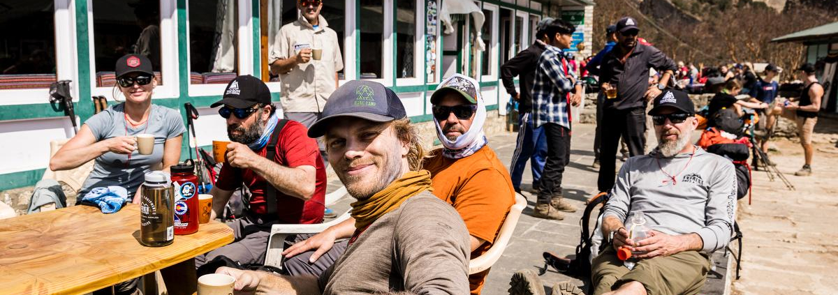 Climbers enjoying a tea break in Kyangjuma