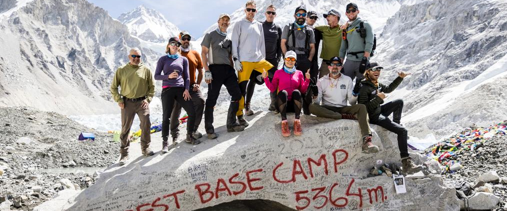 The climbing team at the entrance to base camp