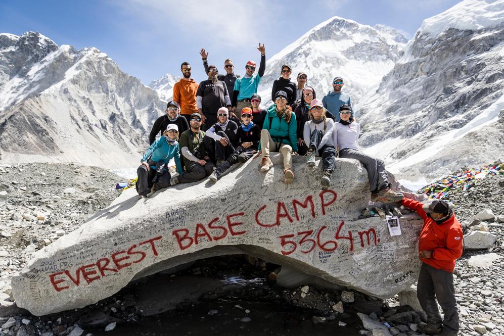 The trekking team at the entrance to base camp