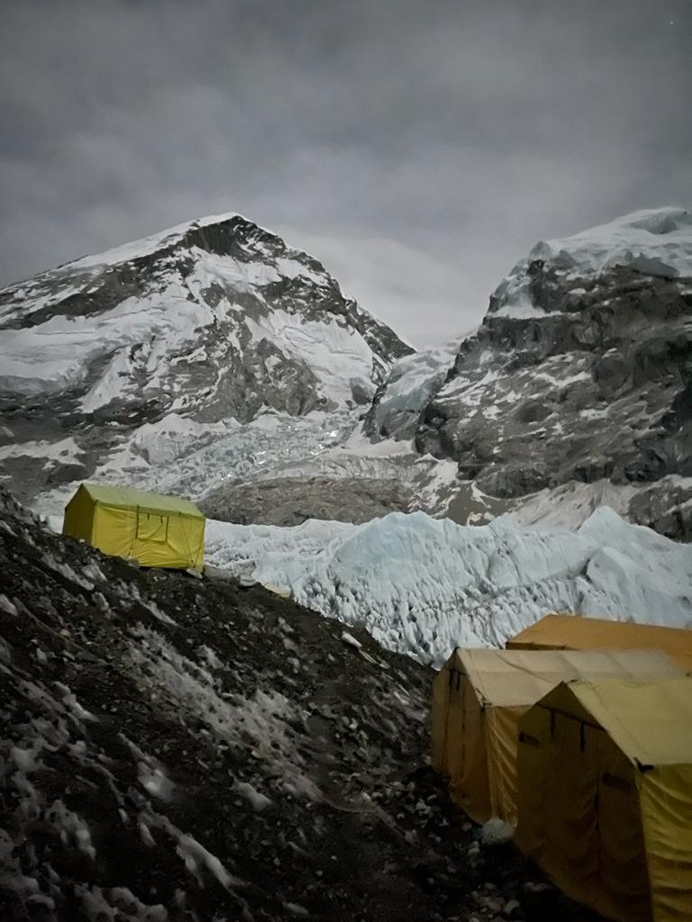 Night shot looking up into the Khumbu icefall from our base camp