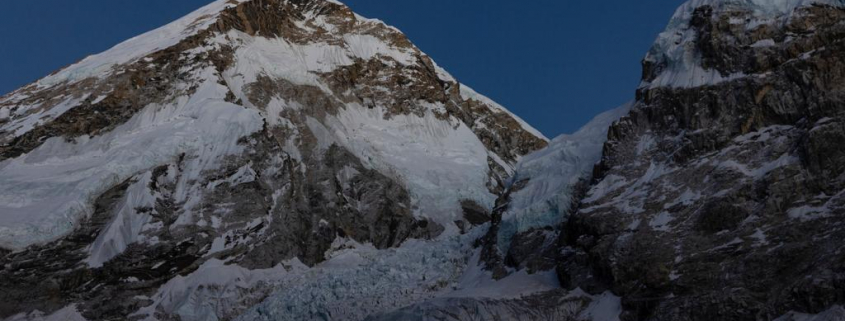 The view from base camp as the moon rose over the west shoulder of Mount Everest