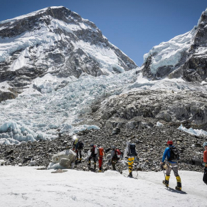 Everest team getting a taste of the Khumbu Icefall before the 1st rotation