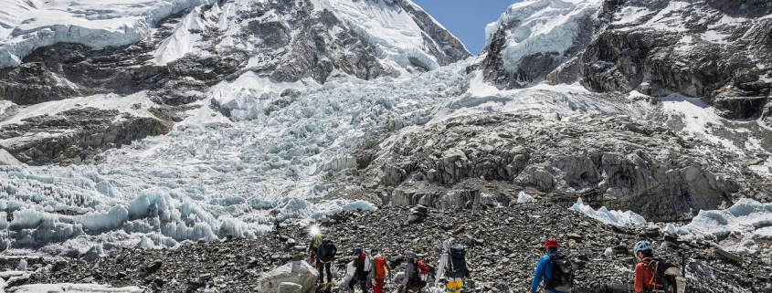 Everest team getting a taste of the Khumbu Icefall before the 1st rotation