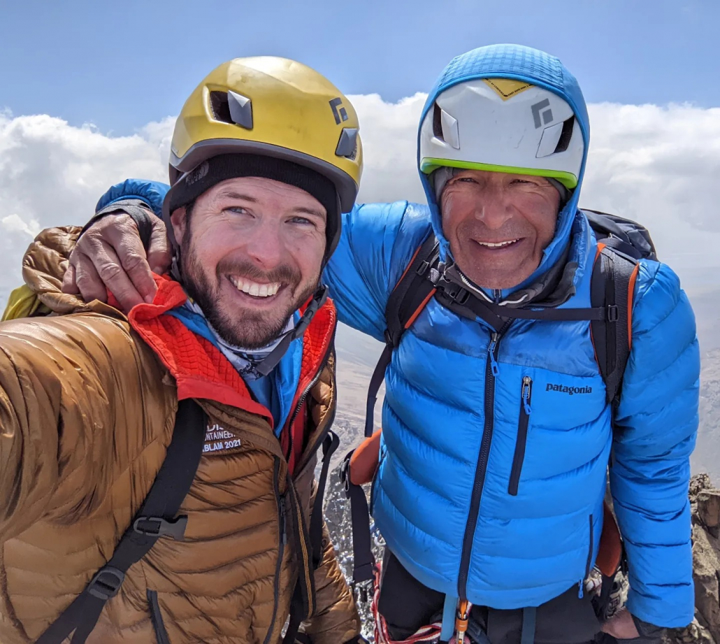 Climbers Jonathan and Wolf on the summit of Mount Kenya!