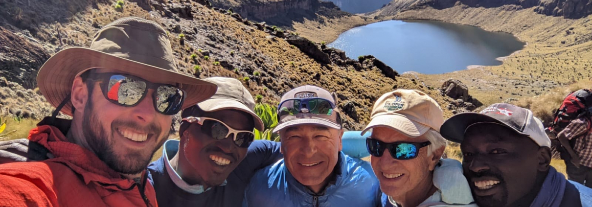 2022 Mount Kenya team - Jonathan, Wolf, Art, and guides