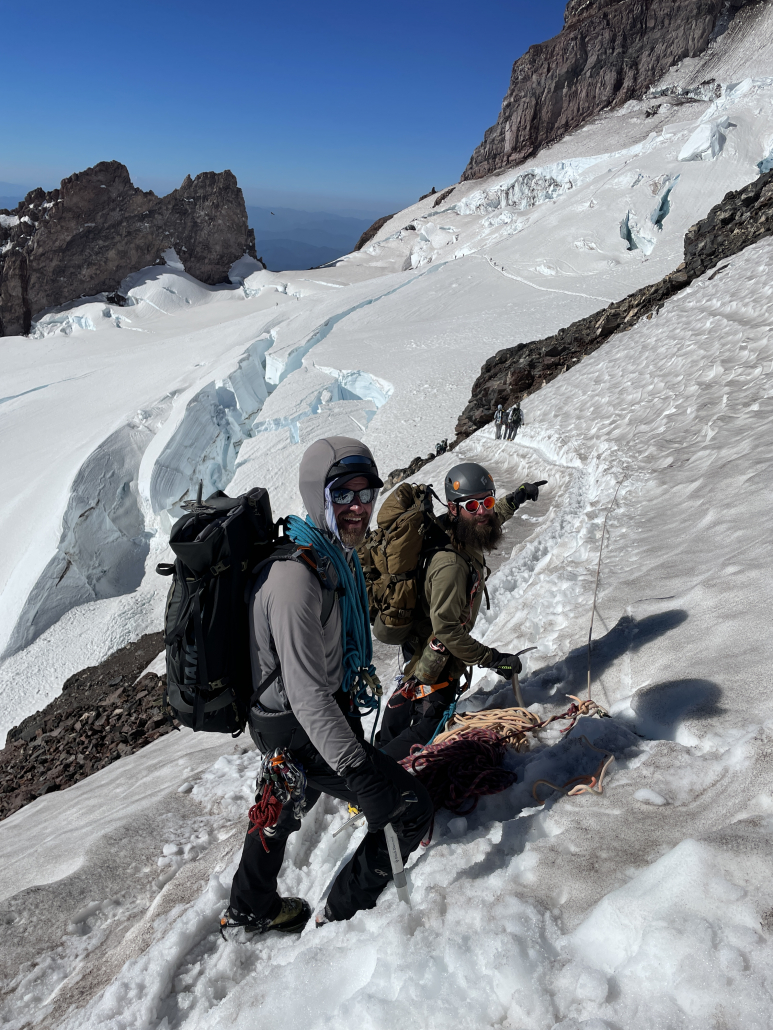 Descending the disappointment cleaver route after reaching the summit on Mt. Rainier!