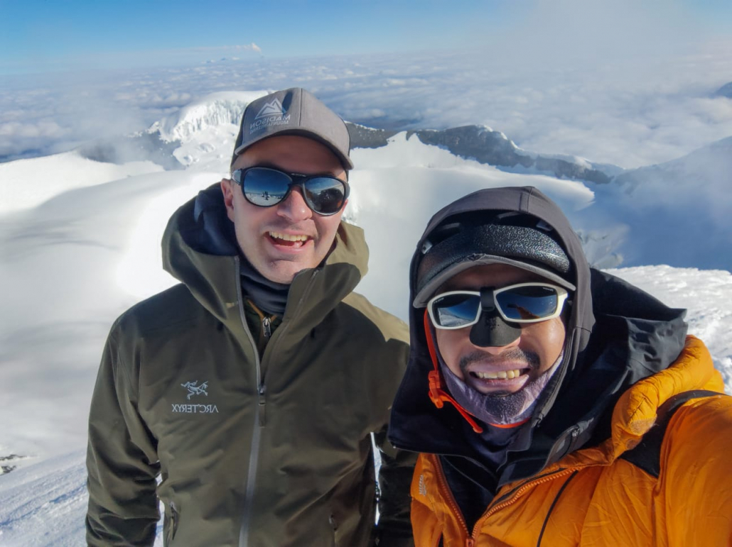 Happy climbers on the summit of Cotopaxi!