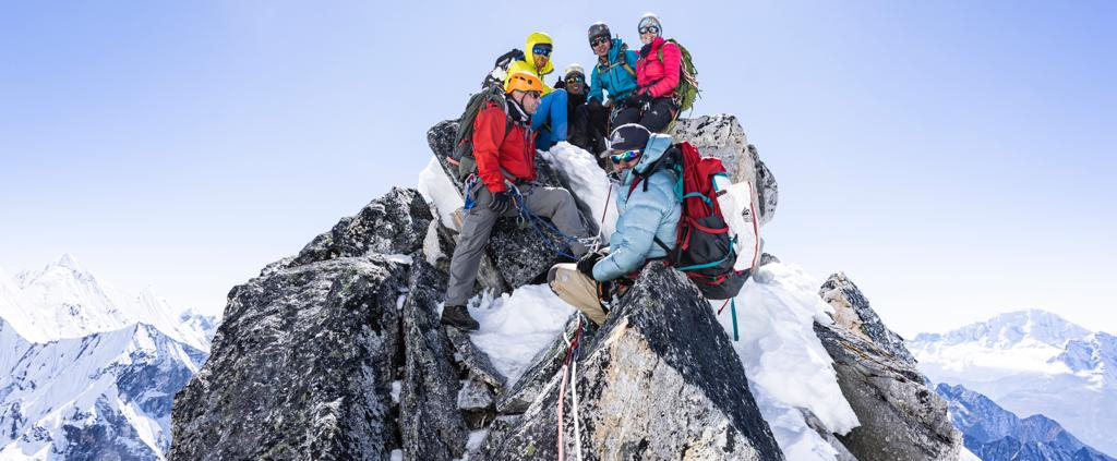 Madison Mountaineering climbing team high on the southwest Ridge of Ama Dablam! Photo: Terray Sylvester