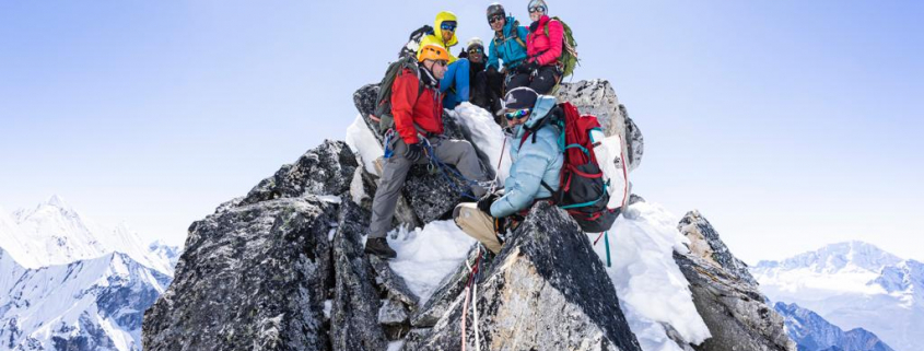 Madison Mountaineering climbing team high on the southwest Ridge of Ama Dablam! Photo: Terray Sylvester