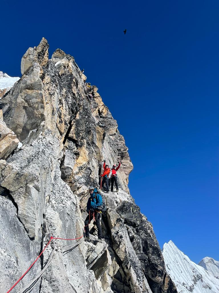 The Madison Mountaineering team on the famed 'yellow tower!'